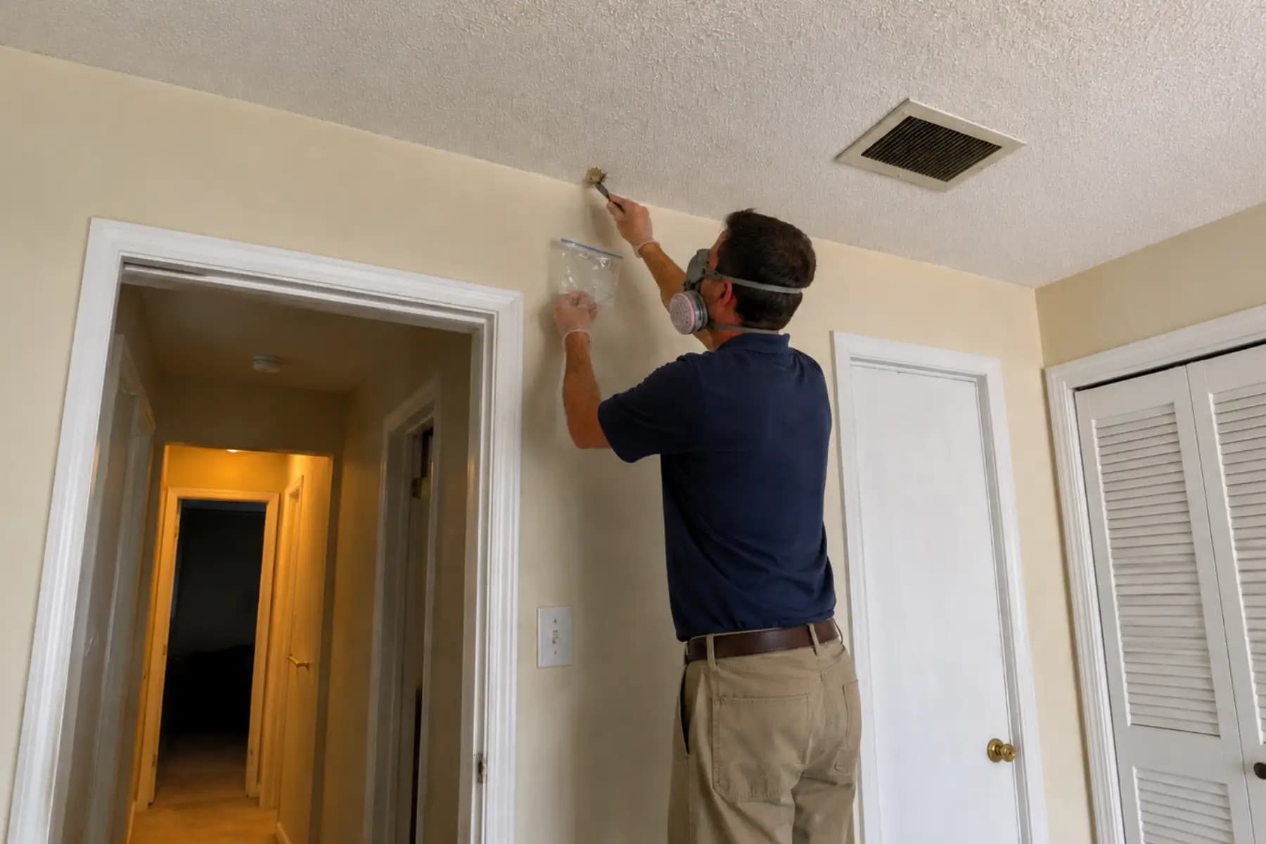 Asbestos sample collection at a Charlottesville-area property, Peerless Environmental of Charlottesville