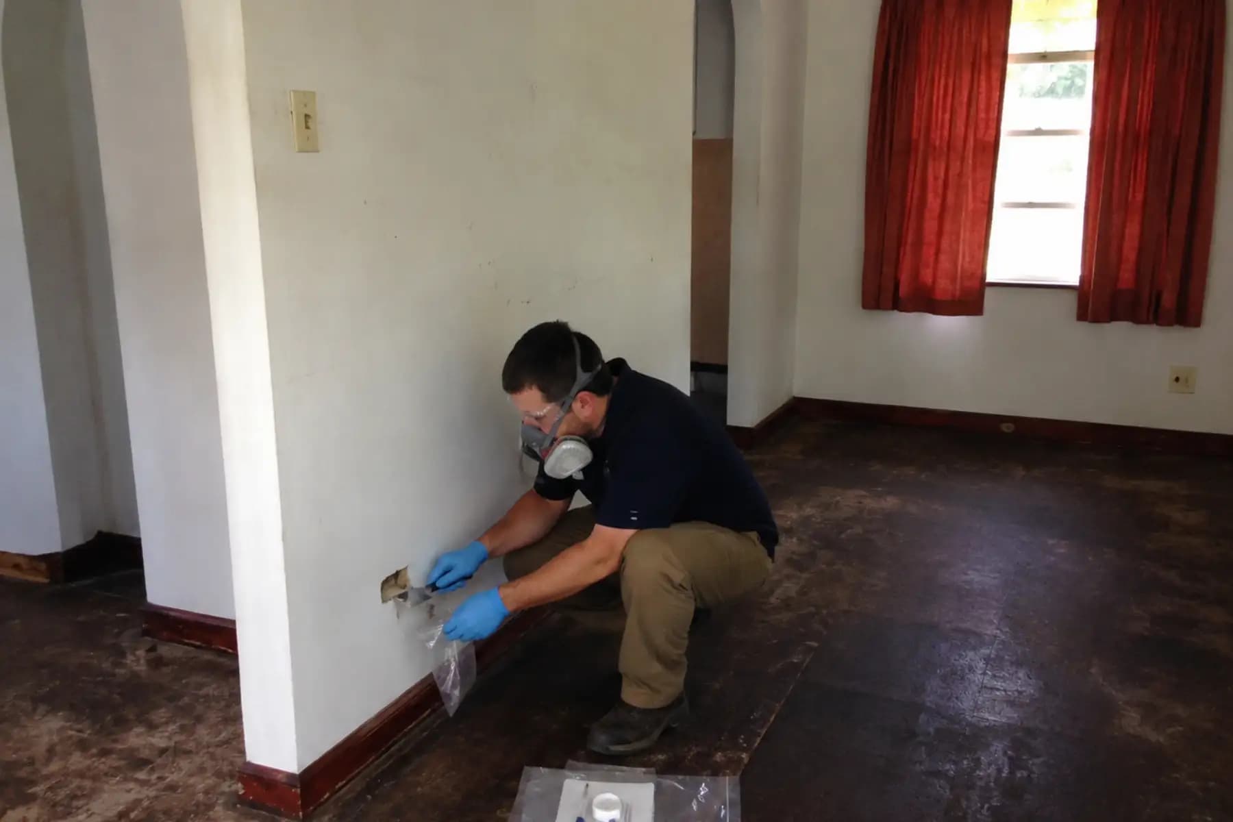 Asbestos sample collection at a Harrisonburg-area property, Peerless Environmental of Harrisonburg