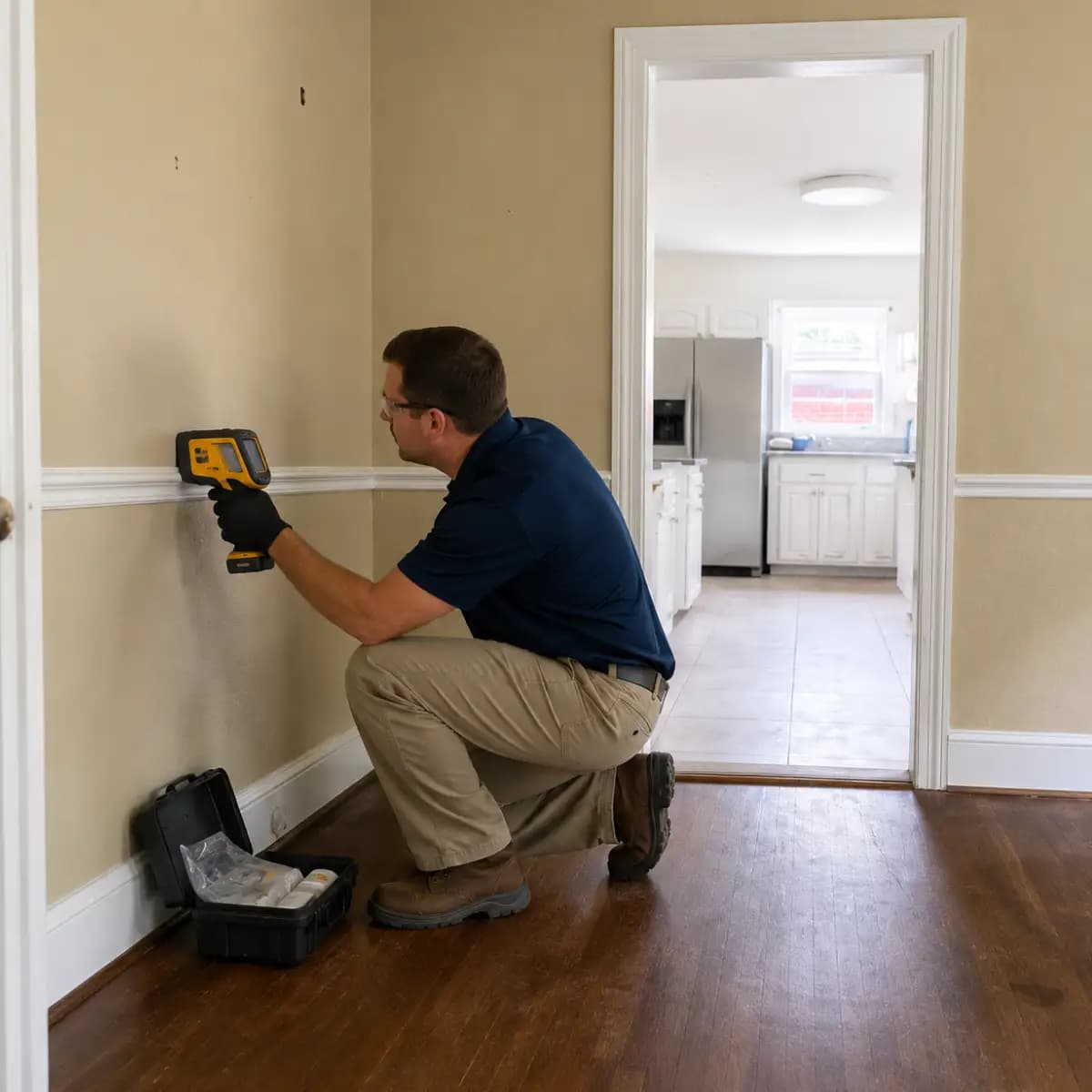 Lead paint testing on a painted surface at a Harrisonburg-area property, Peerless Environmental of Harrisonburg