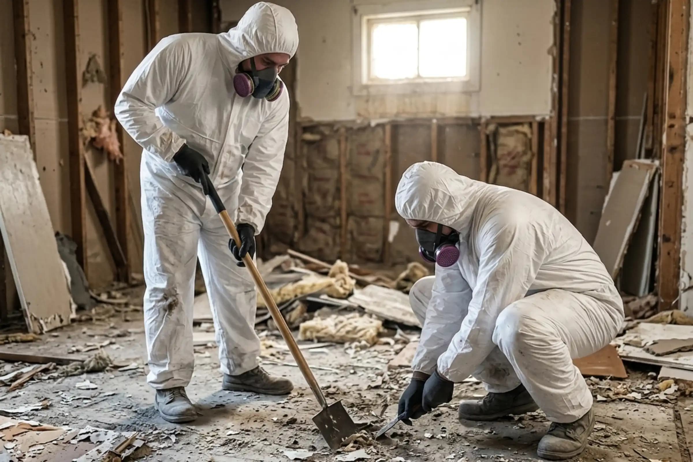 Peerless Environmental technicians in protective gear performing environmental remediation