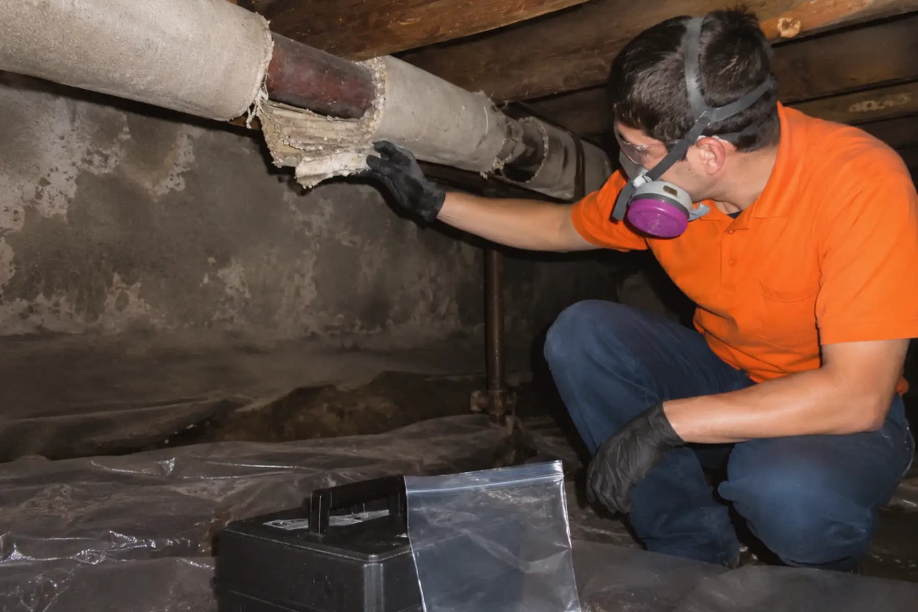 Asbestos sample collection at a Myrtle Beach-area property, Peerless Environmental of Myrtle Beach