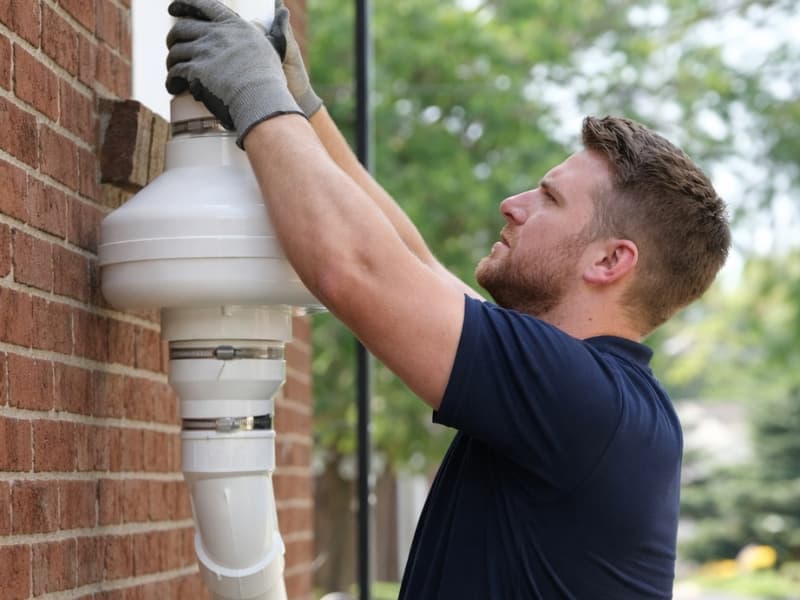 Radon mitigation system installed by Peerless Environmental in Richmond, VA