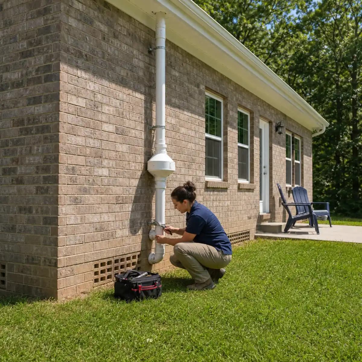 Radon mitigation system installed at a Florence-area home, Peerless Environmental of Florence
