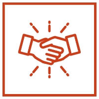 An icon of a handshake symbolizing business partnerships.