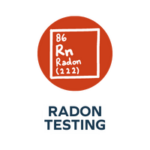 An icon showing the periodic table symbol for radon with the words 'Radon Testing'
