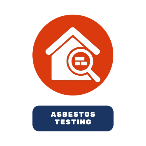 An icon showing asbestos fibers with the words 'Asbestos Removal and Testing'