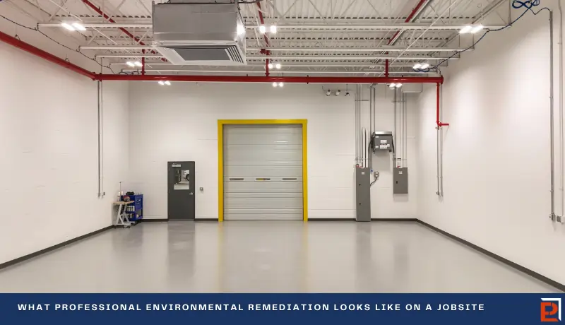 Clean commercial space after professional environmental remediation work